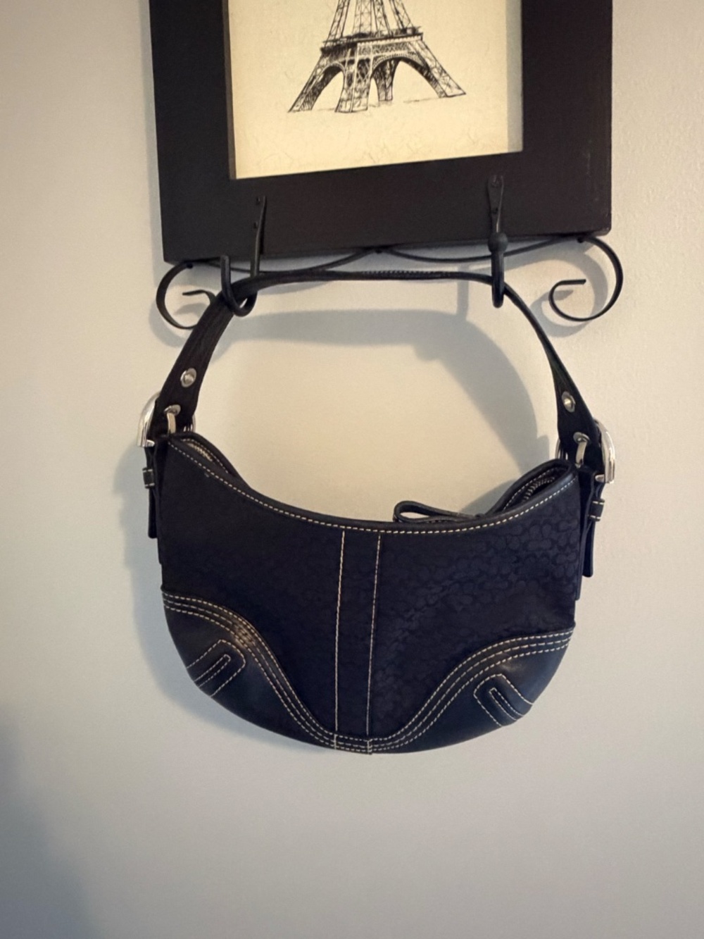 Vintage Coach SoHo Signature Black Canvas Leather Hobo Bag - Picture 2 of 6